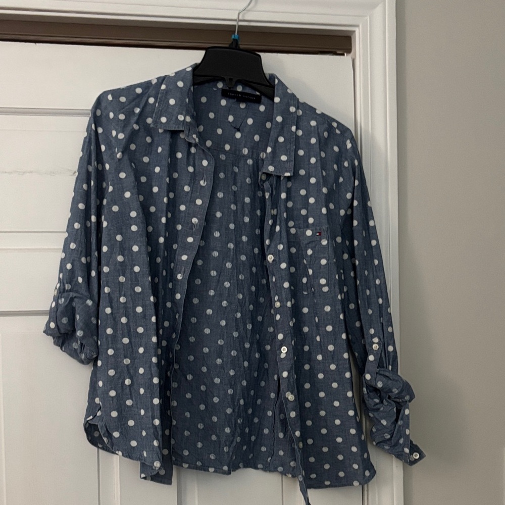 Tommy Hilfiger Blue Polka Dot Button Down Shirt